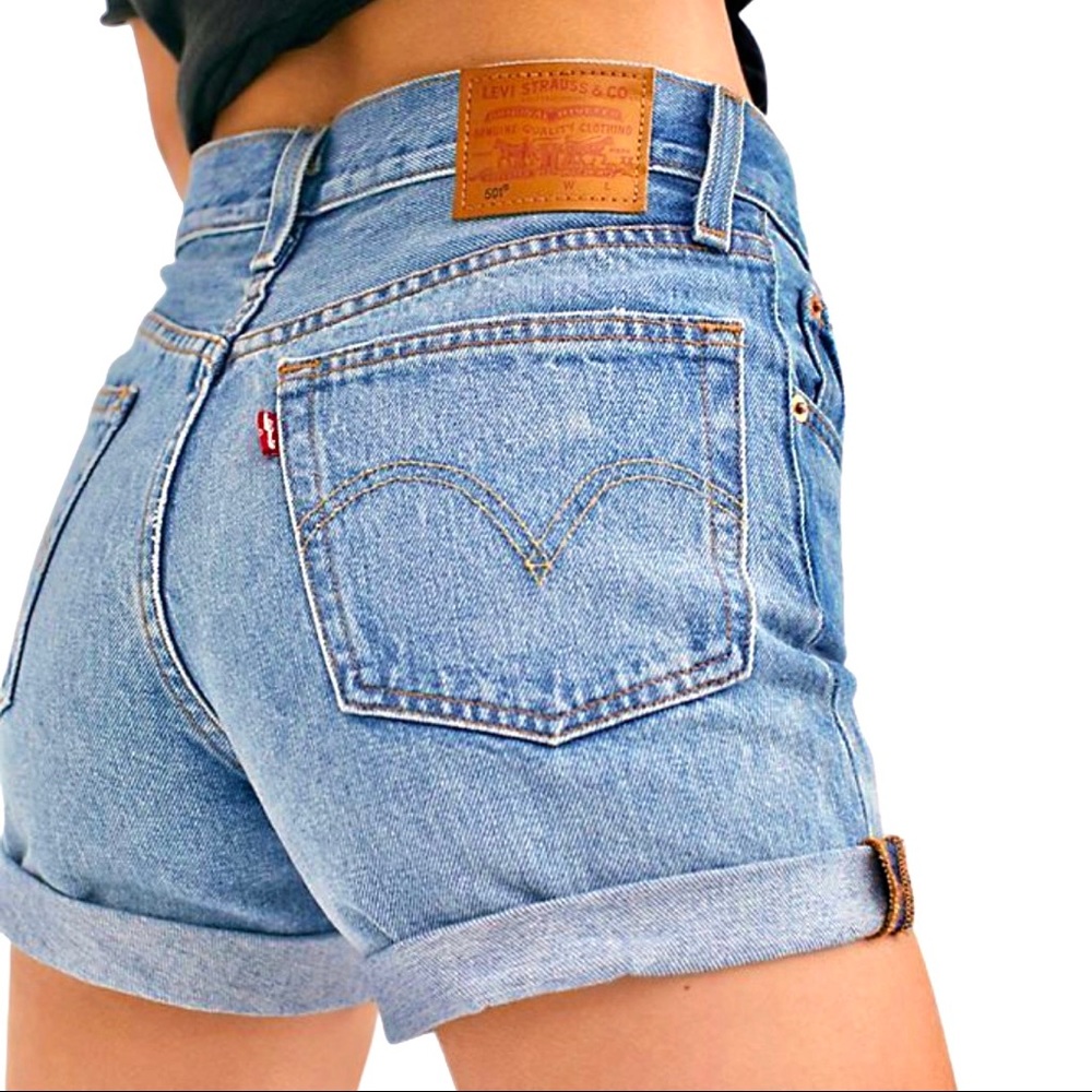 Levi’s Premium 501 Long Roll Hem Denim Shorts NWT